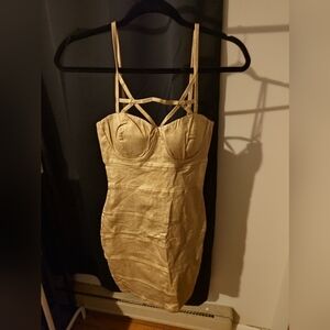 Symphony Gold Sexy Metallic Bandage Bodycon Dress